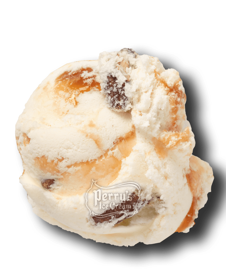 Bourbon Caramel Pecan scoop of Perry's ice cream