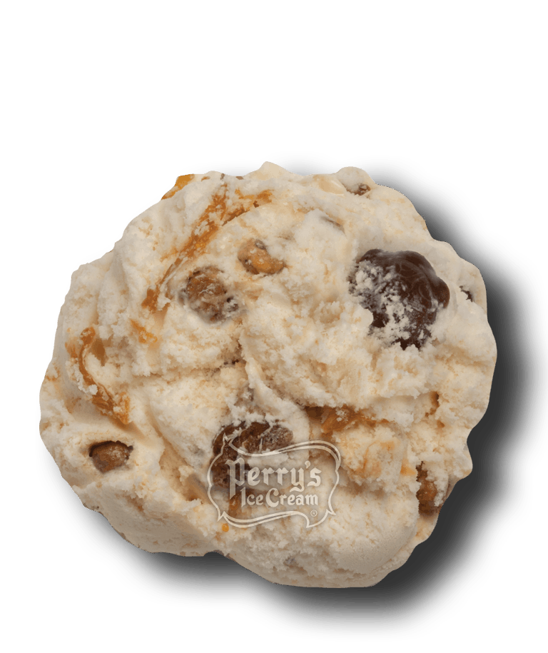Caramel Praline Turtle scoop of Perry's ice cream