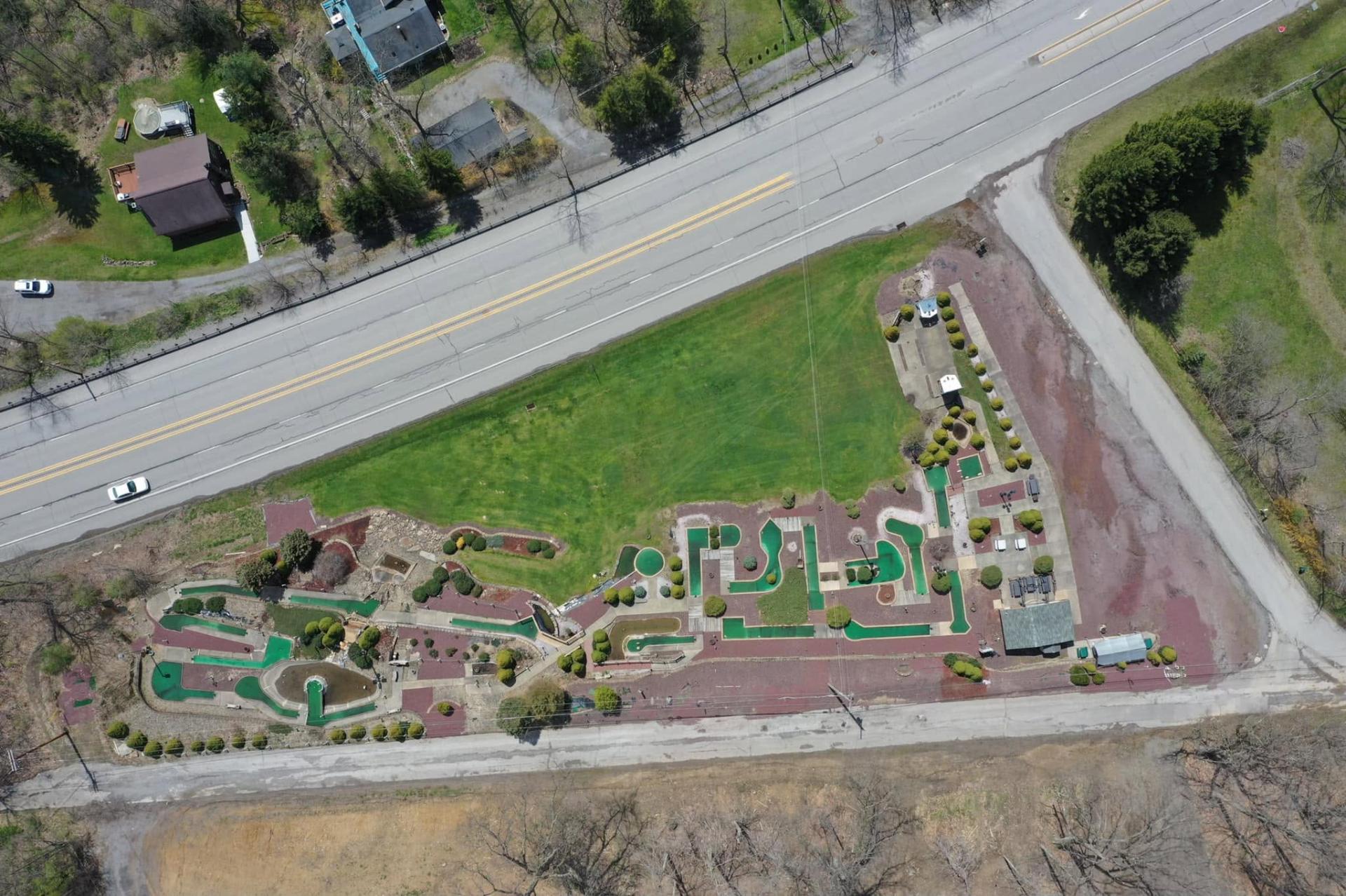 Aerial view of the mini golf course